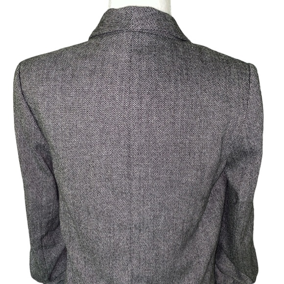 Zara Herringbone Ruched Sleeve Open Front Blazer - XS - Picture 9 of 13